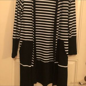 Jones New York Long Cardigan Black Striped